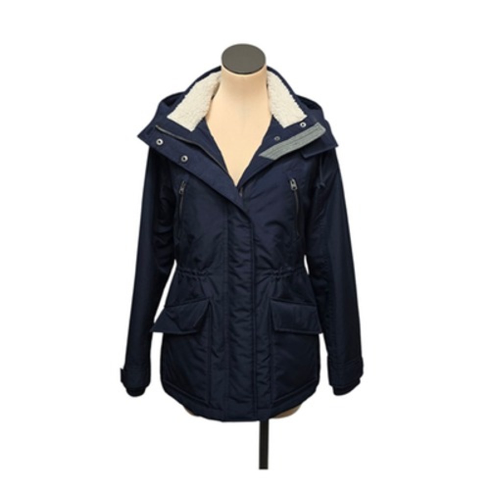 Abercrombie & Fitch Jacket Womens Small Navy Hooded Anorak Sherpa Lined Winter